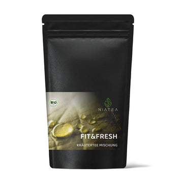 Ein ansprechendes Foto unserer Teeverpackung für den BIO Kräutertee Fit&Fresh.