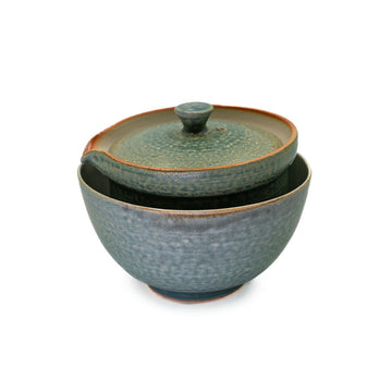 Frontansicht unseres Shiboridashi Set von Ales Dancak blau/grün (160ml)