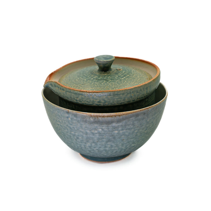 Frontansicht unseres Shiboridashi Set von Ales Dancak blau/grün (160ml)