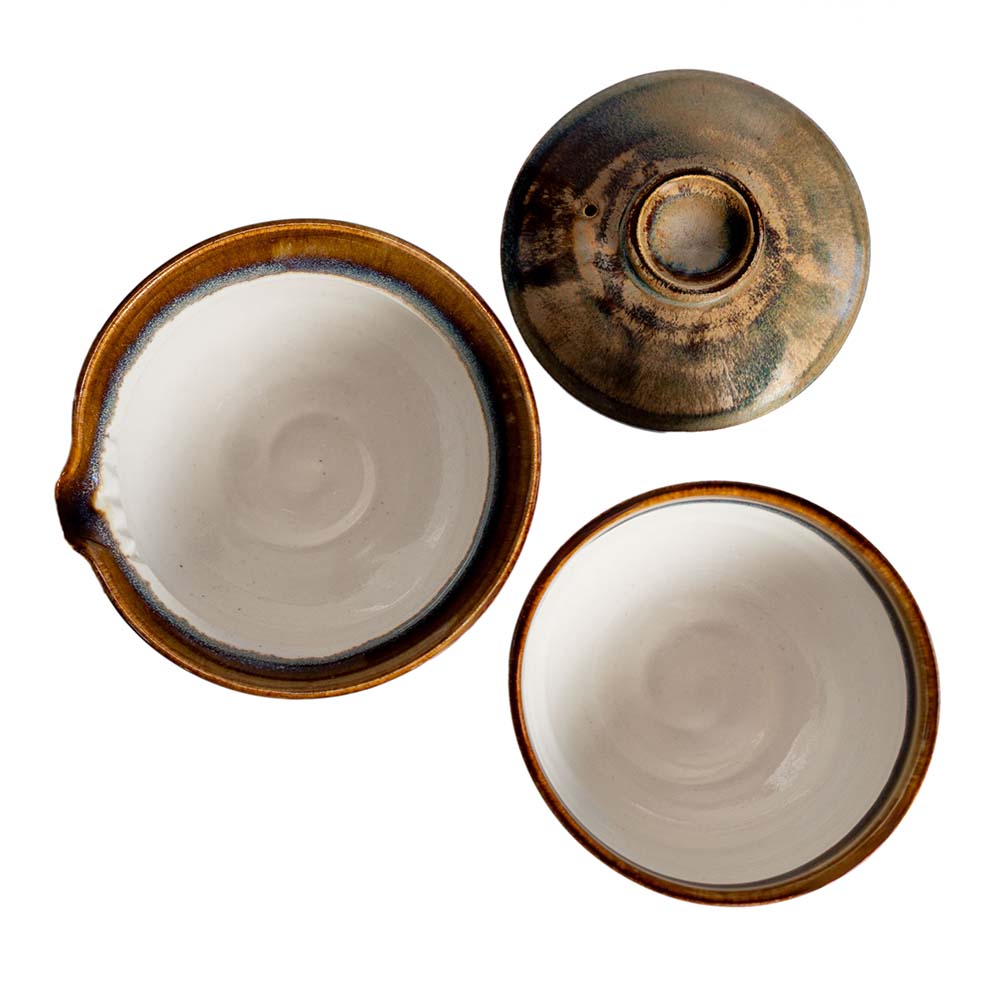Draufsicht unseres Shiboridashi Set von Petr Jurnicek blau/gelb (150ml)