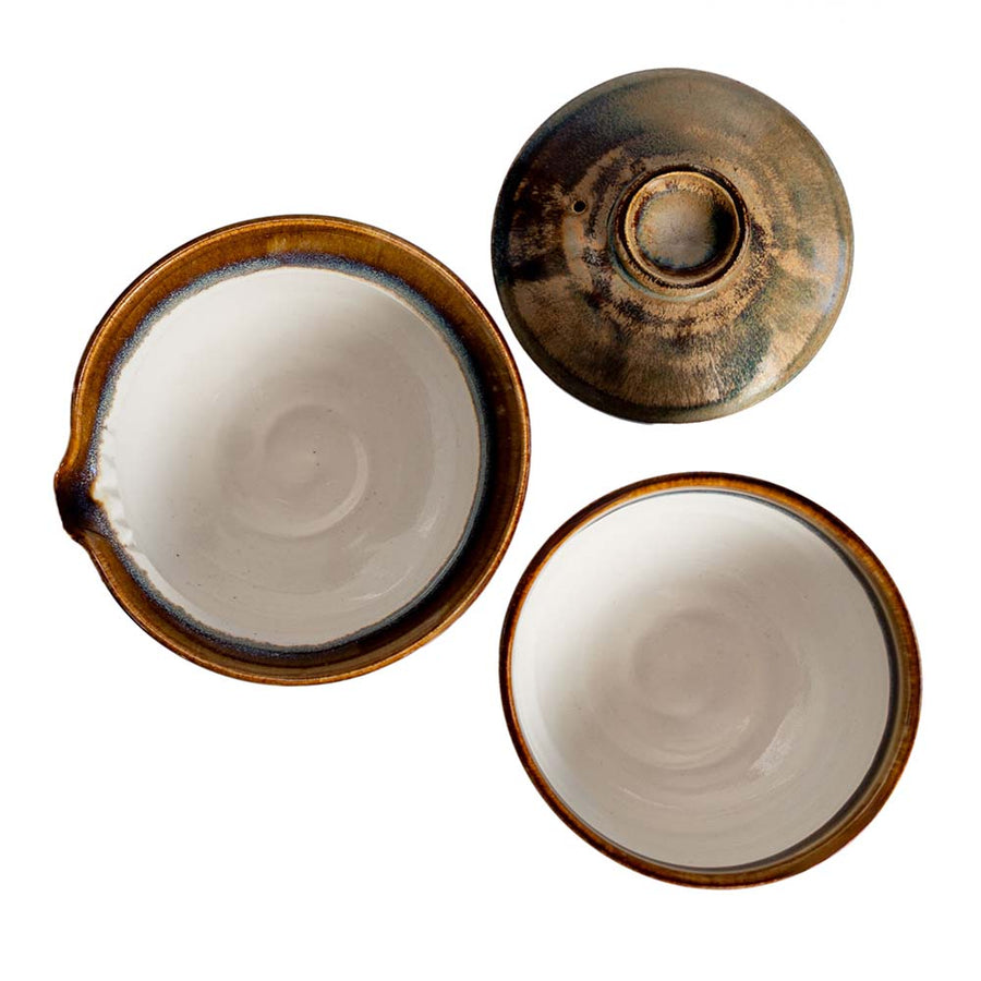 Draufsicht unseres Shiboridashi Set von Petr Jurnicek blau/gelb (150ml)
