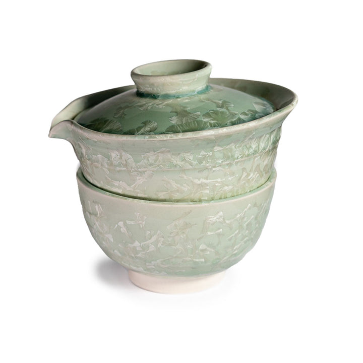 Frontansicht unseres Shiboridashi Set von Petr Jurnicek jadegruen (150ml)