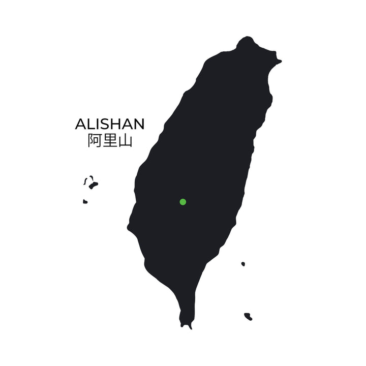Ein Foto einer Karte von der Region Alishan in Taiwan
