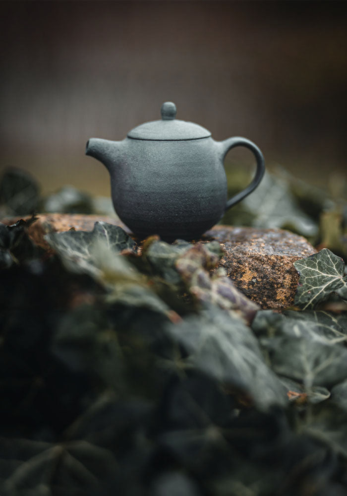 Ein ansprechendes Foto einer Teekanne auf einem Stein